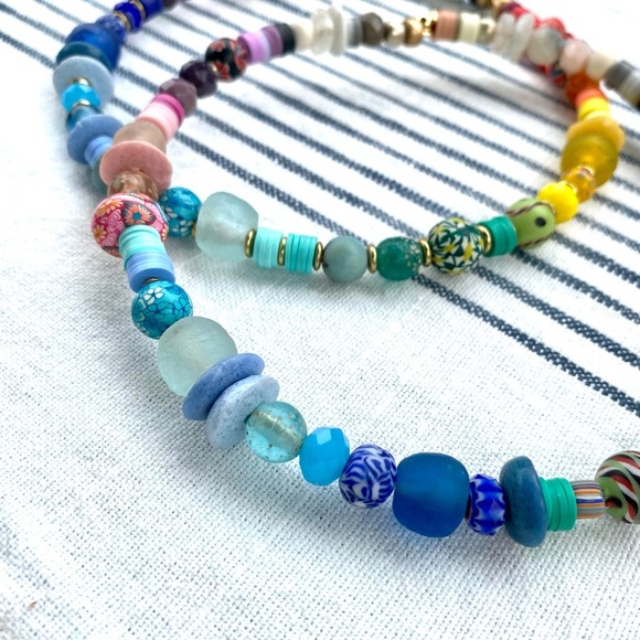Hand crafted 🌈 pride choker necklace with African glass and pottery bea… - Picture 3 of 8